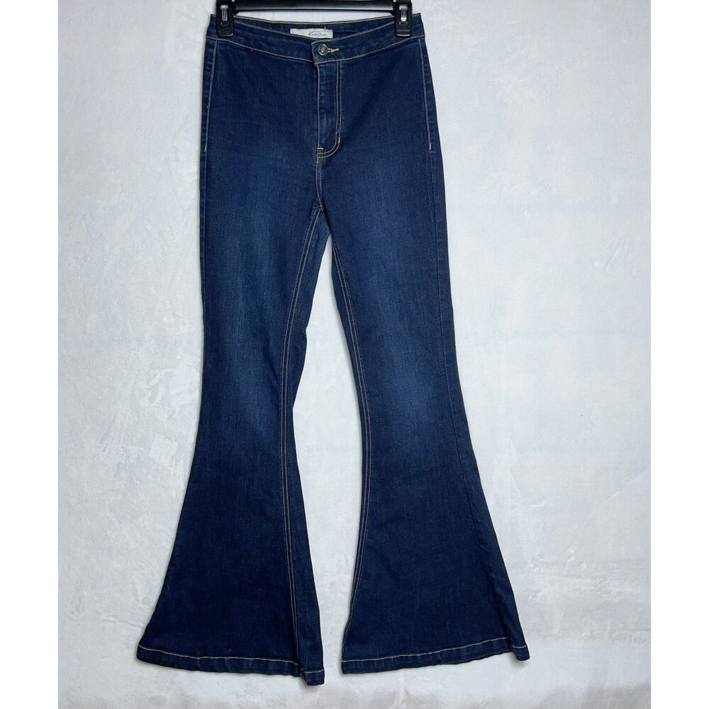 KanCan Jeans Size 5 25x32 Blue Jainey High Rise Super Flare Dark Wash Stretch